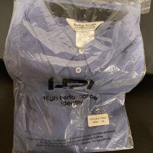 Waffle House Uniform Shirt Womens 2X Blue Short Sleeve Collared Work Shirt